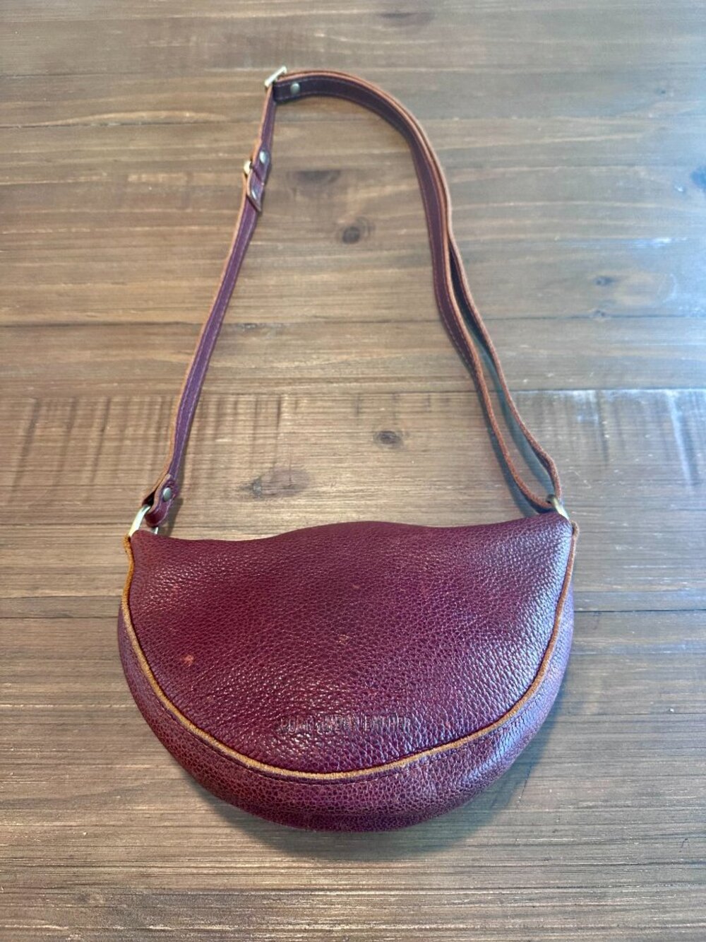 Portland Leather Goods Half Moon Crossbody Burgundy Full Grain Leather Bag - Picture 3 of 10